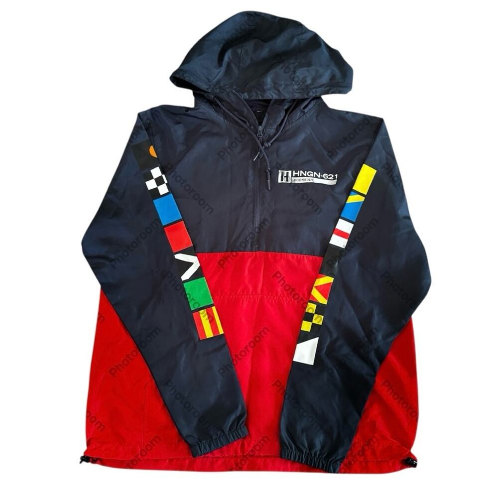 Ken Block Hoonigan 43 Windbreaker Flags Jacket Medium Hooded Windbreaker